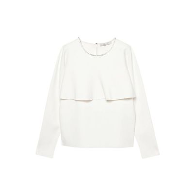 レーヨンストレッチビジューネックプルオーバー