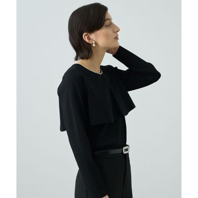 レーヨンストレッチビジューネックプルオーバー