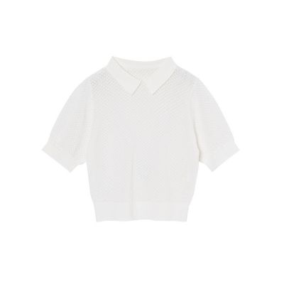 【美品】ANAYI シルクコットン襟付きプルオーバー 36 レーシーニット衿付き プルオーバー | ANAYI/アナイ | 三越