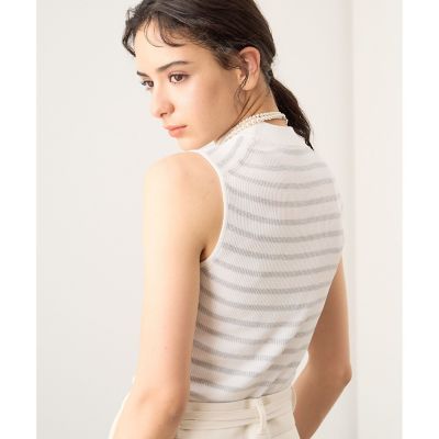 ANAYI アナイ ボーダー リブ ケーブルニット