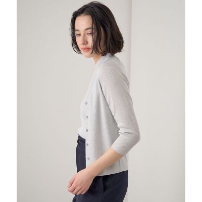 【美品】ラメリブVネックANAYI アナイ カーディガン シルバー 結婚式 ラメリブVネック カーディガン|ANAYI OFFICIAL ONLINE STORE