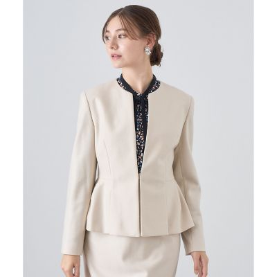 新品◆ANAYI アナイ　ツイルジャージクルー　ノーカラージャケット　ペプラム 新品◇ANAYI アナイ ツイルジャージクルー ノーカラージャケット