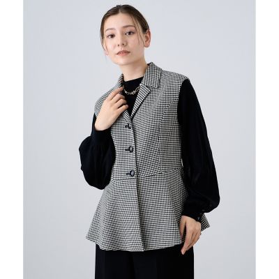 アナイ　ANAYI ワッフルツイードペプラムジレ グレー色　サイズ38 新品同様 アナイ ANAYI ワッフルツイードペプラムジレ グレー色 サイズ38