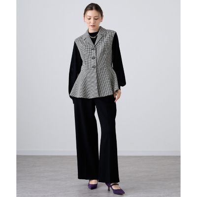 ☆新品未使用☆ ANAYI モノトーン ワッフル ペプラムジレ 黒 36