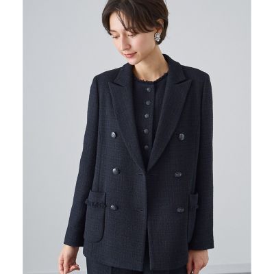 ANAYI ジャガード ツィード ダブル ジャケット セットアップ対応商品】バスケットツイードダブル ジャケット