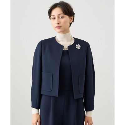 ブラミンク ノーカラージャケット ブルゾン ノーボタン 36 水色 ライト  