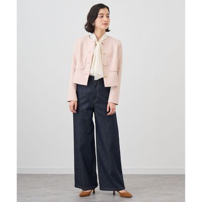セットアップ対応商品】モノトーンワッフルノーカラー ジャケット 