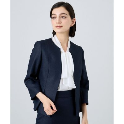 美品✨23SS アナイ リネン調 バスケット ペプラム ジャケット 紺