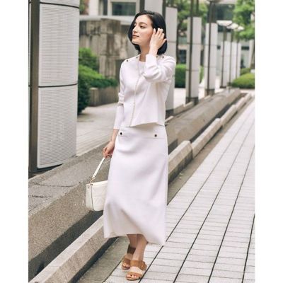 【セットアップ対応商品】ファインメリノミラノリブタイト　スカート