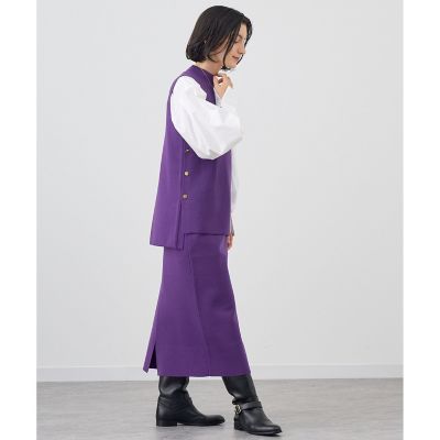 【セットアップ対応商品】ファインメリノミラノリブタイト　スカート