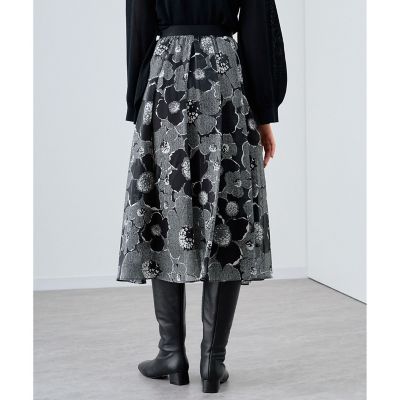 【ANAYI】フラワーオーガンジーフレアスカート 新品 サイズ36 レッド 赤 セットアップ対応商品】フラワーオーガンジーフレア スカート