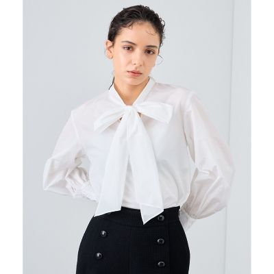 美品✨ANAYI　アナイ　タフタボウタイチュニック ブラウス　ブラック　リボン 美品✨ANAYI アナイ タフタボウタイチュニック ブラウス