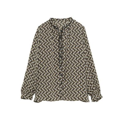 ANAYI アナイ キャットプリントパフスリーブ ブラウス　紐付き ねこ ANAYI アナイ キャットプリントパフスリーブ ブラウス 紐付き