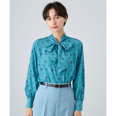 ANAYI アナグラムドットプリントボウ ブラウス38 ブルー 23AW アナグラムドットプリントボウ ブラウス | ANAYI/アナイ | 三越伊勢丹