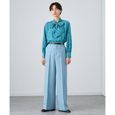 ANAYI　アナイ アナグラムドットプリントボウ　ブラウス　ブルー アナイ♡アナグラムドットプリントボウブラウス