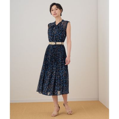 ＜ANAYI＞モザイクレオパードプリーツ　ワンピース
