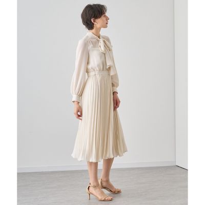 美品】アナイ ロング丈 シアードビーボウタイプリーツワンピース
