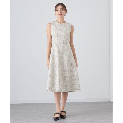 美品⭐︎アナイ⭐︎オケージョンワンピース⭐︎38⭐︎ atlo 異素材ミックス シアー ジャガード パーティードレス