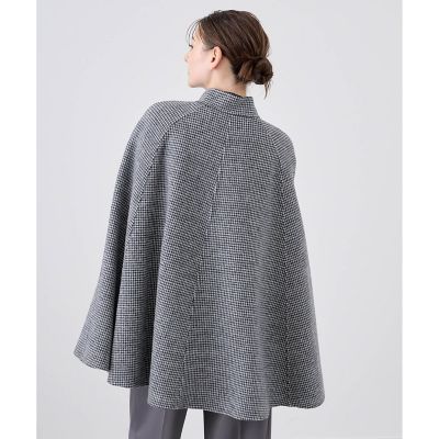 チェックリバーミドルケープコート