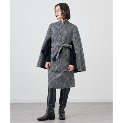 チェックリバーミドルケープコート
