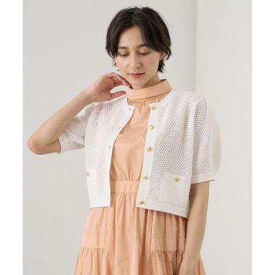新品タグ付き✨アナイ 23ss からみクルーカーディガン 金ボタン パフスリーブ 新品タグ付き✨アナイ 23ss からみクルーカーディガン 金ボタン