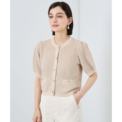 新品タグ付き✨アナイ 23ss からみクルーカーディガン 金ボタン パフスリーブ 新品タグ付き✨アナイ 23ss からみクルーカーディガン 金ボタン