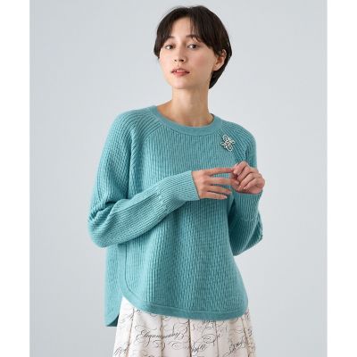 ANAYI - 片畦スリットネックニットプルオーバー SHENERY】片畦スリットネックニットプルオーバー | OUTLET
