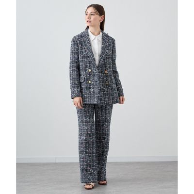セットアップ対応商品】ミックスチェックツイードダブル ジャケット