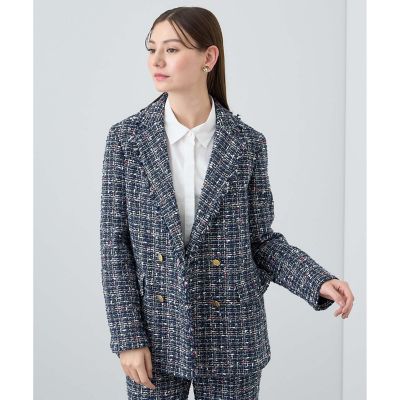 セットアップ対応商品】ミックスチェックツイードダブル ジャケット