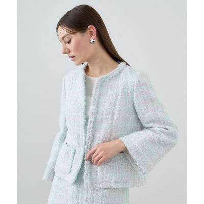 【セットアップ対応商品】パステルツイードベル袖　ジャケット