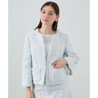 【セットアップ対応商品】パステルツイードベル袖　ジャケット