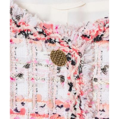 【463】美品　アナイ　ファンシーツイードクルー　ジャケット　ピンク　36 新品/タグ付】ANAYI アナイ ツイード ジャケット マリアケント社