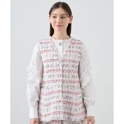 【セットアップ対応商品】コーラルピンクツイードフレアジレ