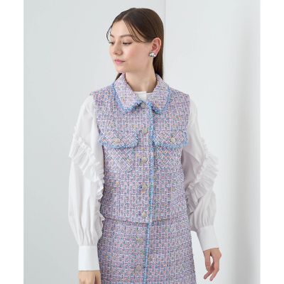 セットアップ対応商品】ファンシーラメツイードノーカラー