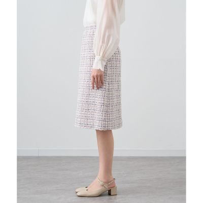 セットアップ対応商品】ペールピンクツイードAライン スカート