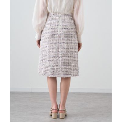 即購入可 ⭐︎ 美品　アナイ　ANAYI ツィード　スカート　ピンク　36 セットアップ対応商品】ペールピンクツイードAライン スカート