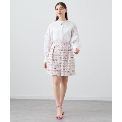 【セットアップ対応商品】コーラルピンクツイードキュロットパンツ