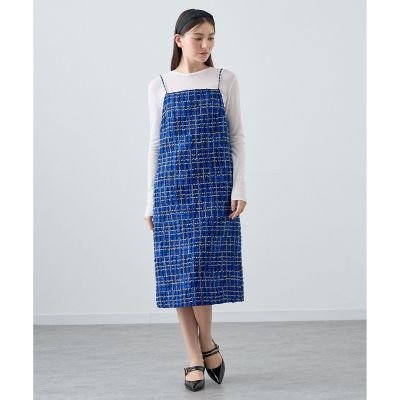 ANAYI 未着用 ブルーチェックツィードジャンパースカート セットアップ対応商品】ブルーチェックツイードジャンスカ | ANAYI