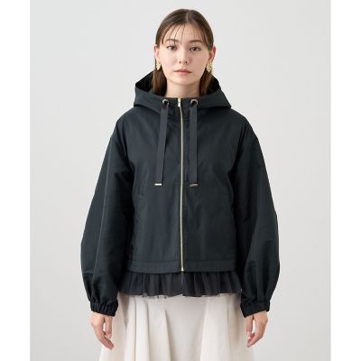 アナイ ANAYI グログランタフタXチュールブルゾン （ブラック