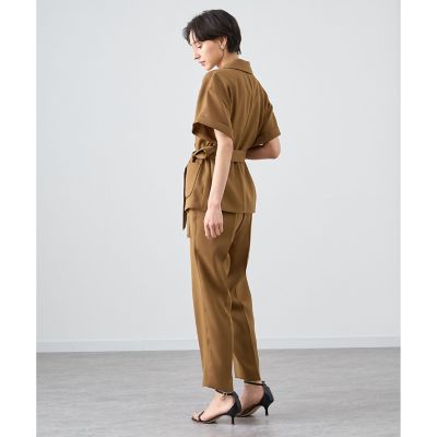 【未使用/定価2.3万】アナイ ANAYI *フレンチスリーブタックXラインブラウス*38茶色ポリエステル後ジッパー(2-2506-119)【70G52】 セットアップ対応商品】ストレッチツイルフレンチスリーブ