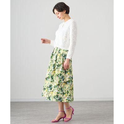 デジタルボタニカルプリントタック スカート | ファッション・服  