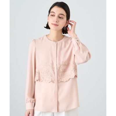 ANAYI バックサテンビジュー釦ブラウス ¥31,900