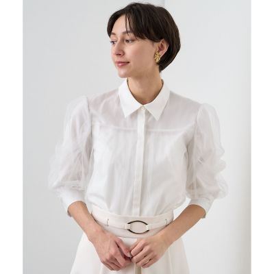 ブロードXチュールパフ袖 ブラウス | ANAYI/アナイ | 三越
