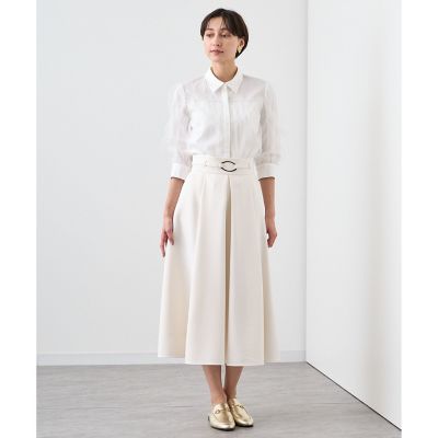 【545】美品　アナイ　ブロードＸチュールパフ袖 ブラウス　白　36 545】美品 アナイ ブロードXチュールパフ袖 ブラウス 白 36