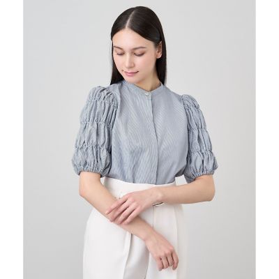 IENA シャツ ブラウス maison MANTECO ギャザースリーブブラウス