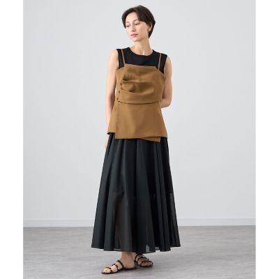 【セットアップ対応商品】ストレッチツイルタックキャミブラウス