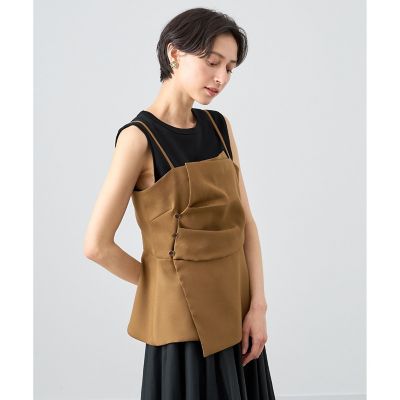 セットアップ対応商品】ストレッチツイルタックキャミブラウス