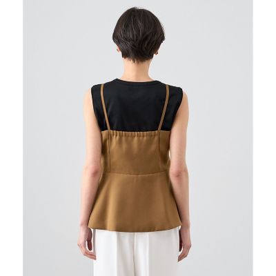 【セットアップ対応商品】ストレッチツイルタックキャミブラウス