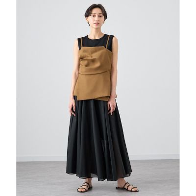 【セットアップ対応商品】ストレッチツイルタックキャミブラウス