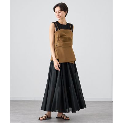 【セットアップ対応商品】ストレッチツイルタックキャミブラウス